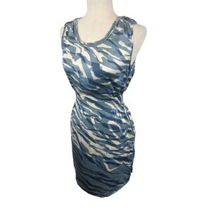 NWOT Banana Republic 100% Silk Dress Blue White Abstract Print Sleeveless Size 4